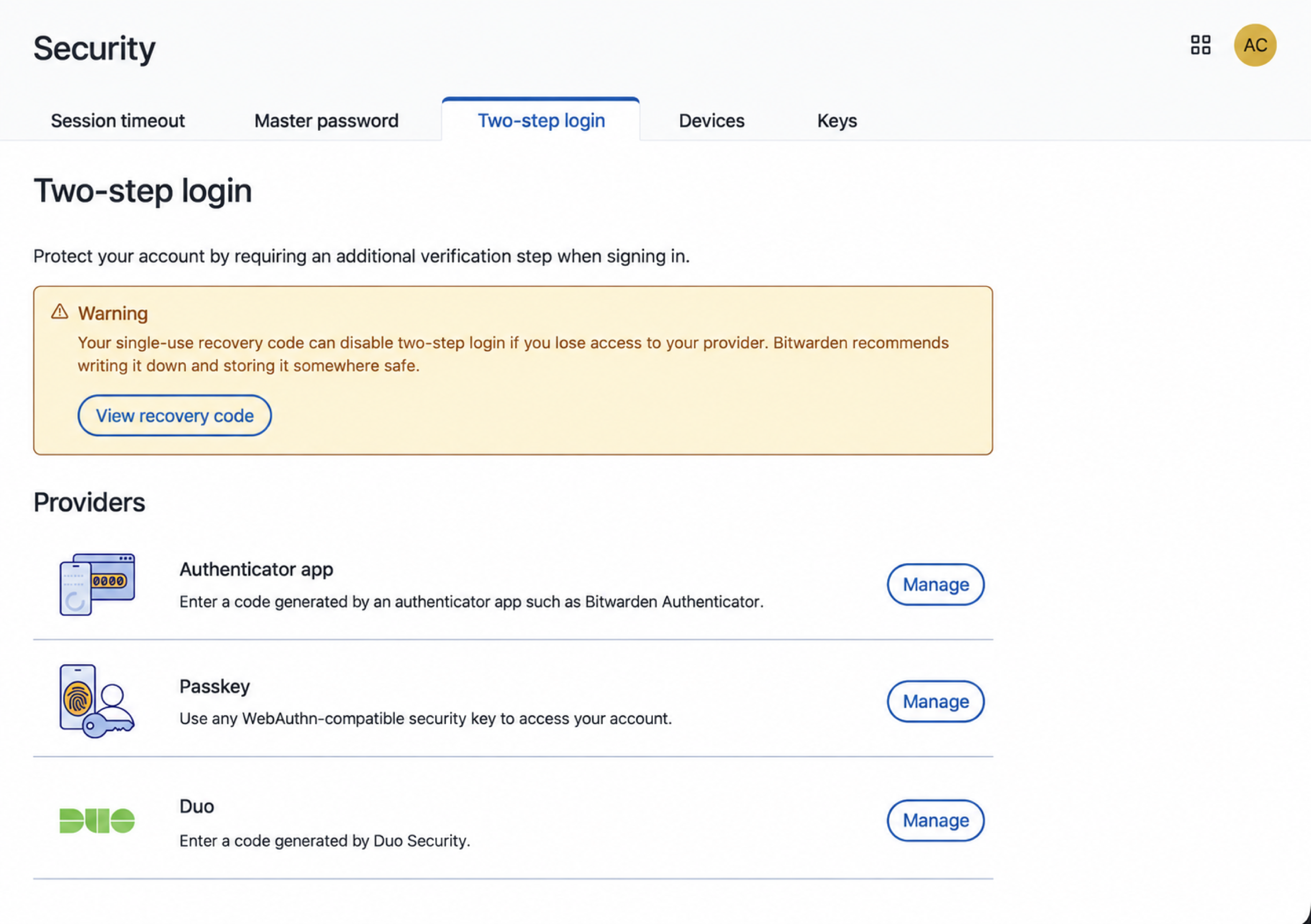 Vaultwarden Multi-Factor Authentication