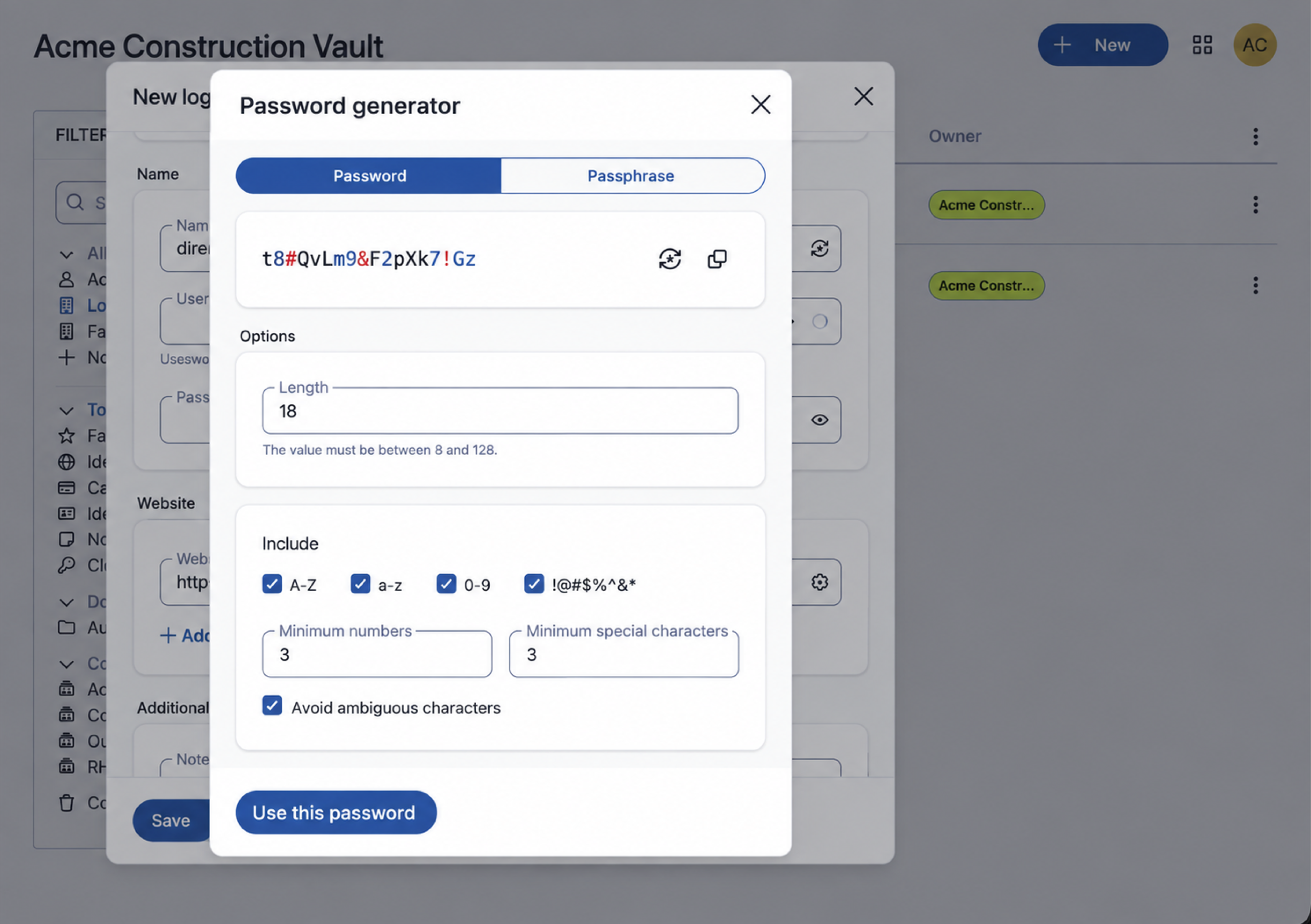 Vaultwarden Password Generator